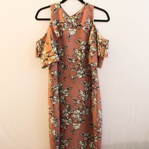 Blush Dress with Black and White Flowers